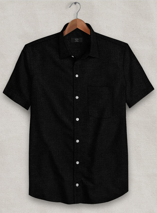 Pure Black Linen Shirt - Half Sleeves : Made To Measure Custom Jeans ...