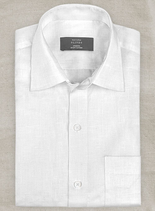 Pure White Linen Shirt - Half Sleeves - Click Image to Close