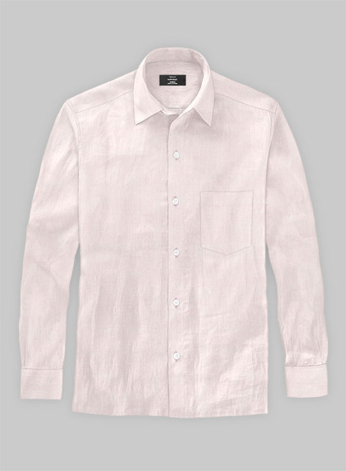 Roman Light Pink Linen Shirt - Full Sleeves - Click Image to Close