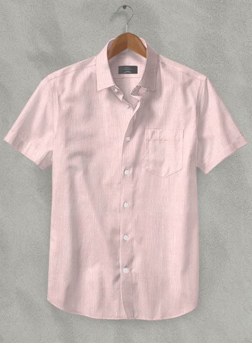 Roman Light Pink Linen Shirt - Half Sleeves