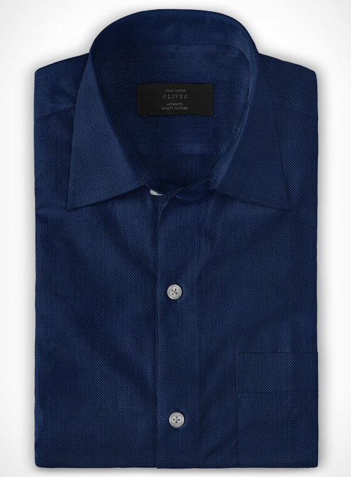 Royal Blue Herringbone Cotton Shirt