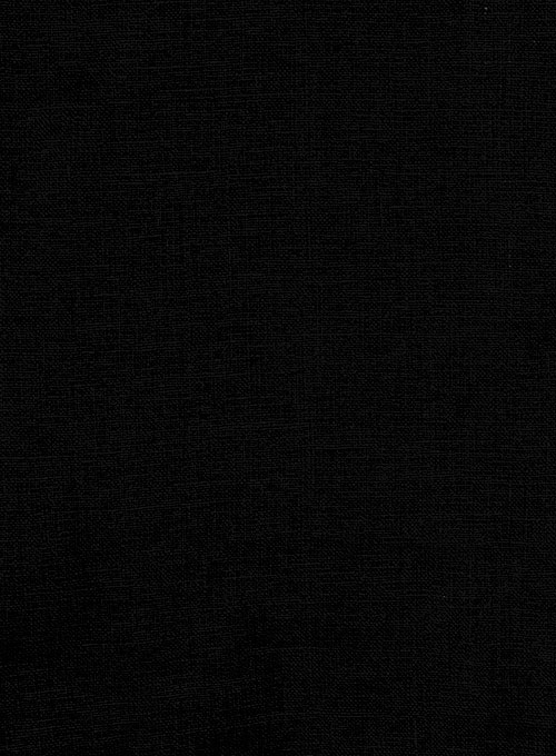 Safari Pure Black Linen Overshirt - Full Sleeves - Click Image to Close