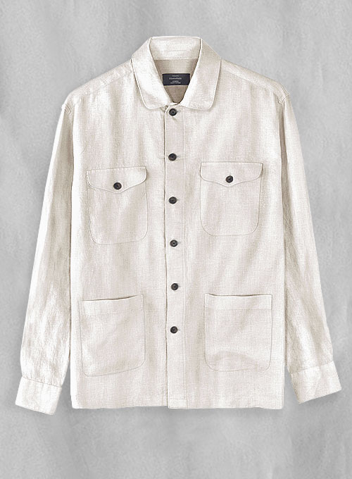 Makeyourownjeans.com - Safari Pure Natural Linen Overshirt - Full Sleeves