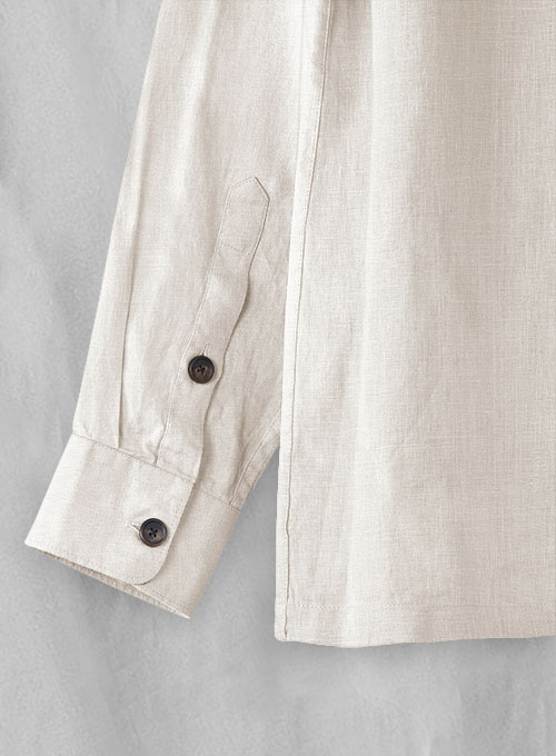 Safari Pure Natural Linen Overshirt - Full Sleeves - Click Image to Close