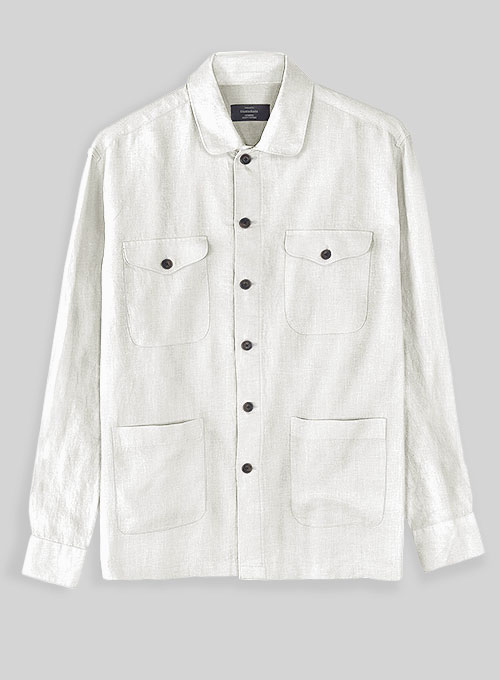 Safari Pure Natural Linen Overshirt - Full Sleeves