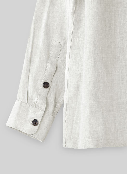Safari Pure Natural Linen Overshirt - Full Sleeves - Click Image to Close