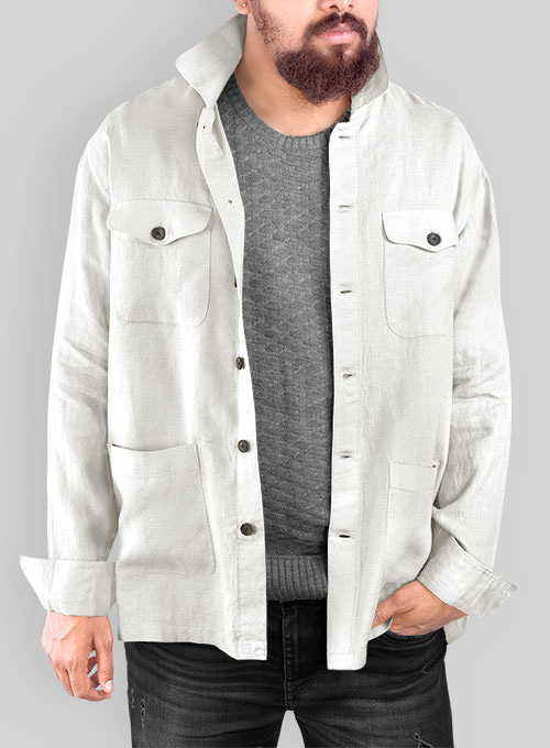 Safari Pure Natural Linen Overshirt - Full Sleeves - Click Image to Close