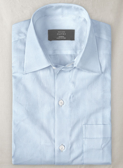 Sky Blue Herringbone Cotton Shirt - Half Sleeves