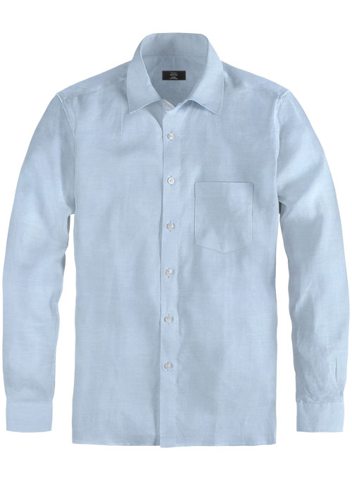 Sky Blue Nailhead Cotton Shirt - Full Sleeves