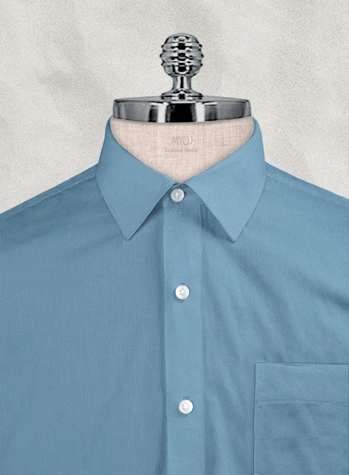 Azure Blue Stretch Poplene Shirt