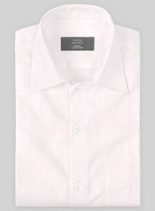 Soft Pink Herringbone Cotton Shirt - Half Sleeves - Click Image to Close