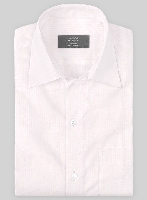 Soft Pink Herringbone Cotton Shirt - Half Sleeves