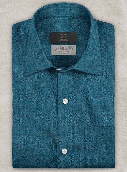 Solbiati Bali Blue Linen Shirt - Half Sleeves