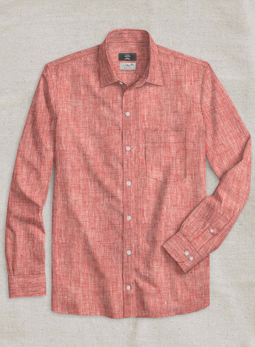 Solbiati Coral Red Linen Shirt - Half Sleeves
