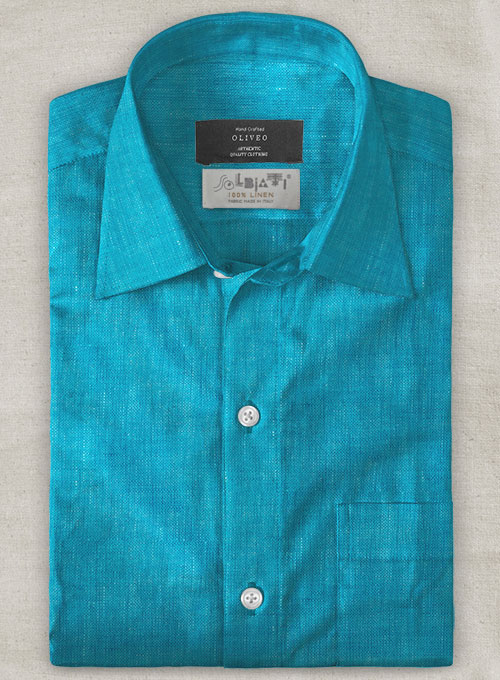 Solbiati Fizz Blue Linen Shirt - Half Sleeves