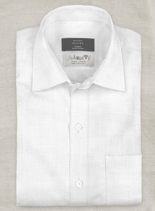 Solbiati White Linen Shirt - Half Sleeves