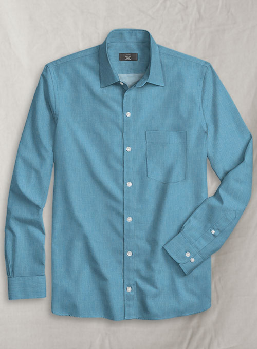 Turkish Blue Luxury Twill Shirt - Full Sleeves