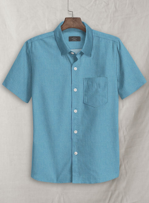 Turkish Blue Luxury Twill Shirt - Half Sleeves