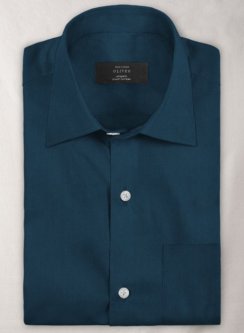 Venice Blue Stretch Twill Shirt - Half Sleeves - Click Image to Close