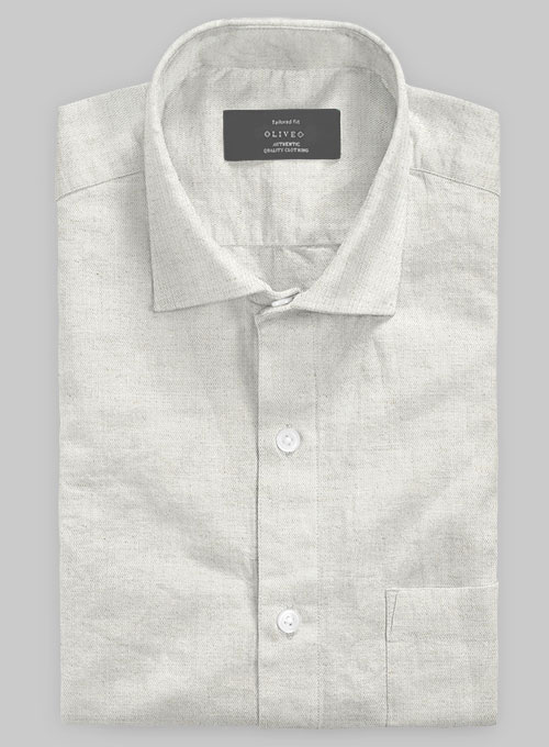 Washed Barn Beige Cotton Linen Shirt - Click Image to Close