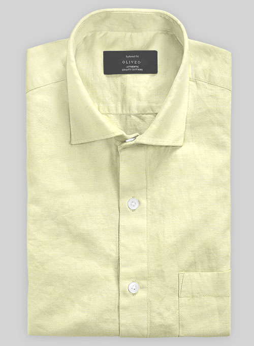 Washed Naples Yellow Cotton Linen Shirt