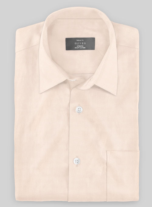 Washed Pale Pink Cotton Linen Shirt - Click Image to Close