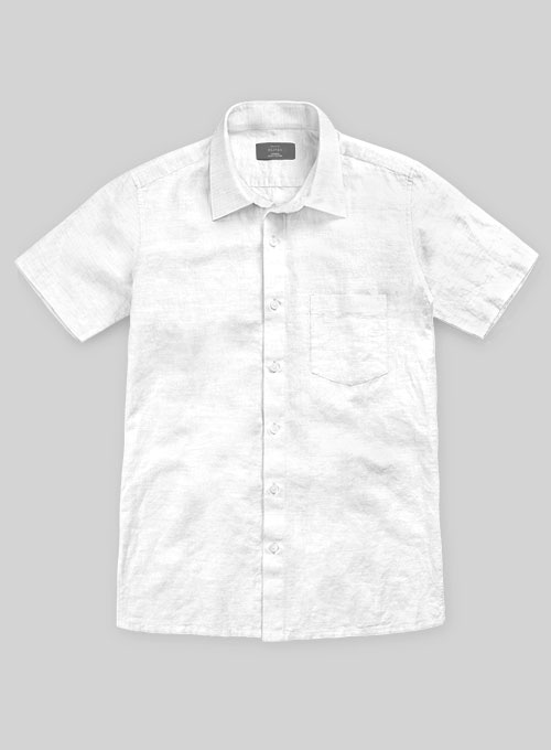 Washed White Cotton Linen Shirt