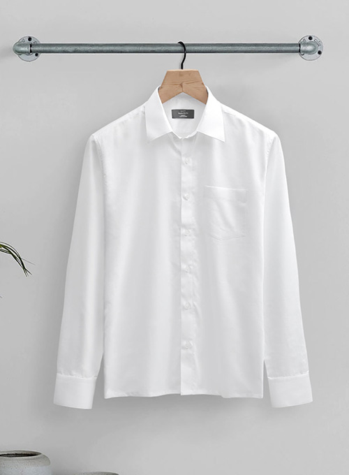 White Herringbone Cotton Shirt - Full Sleeves - Click Image to Close