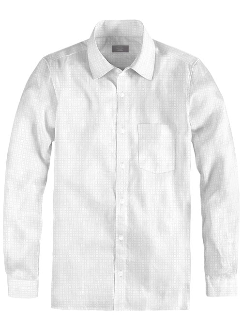 White Self Blocks Shirt - Full Sleeves