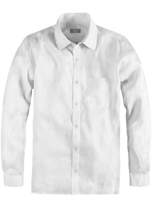 White Self Tile Shirt - Full Sleeves