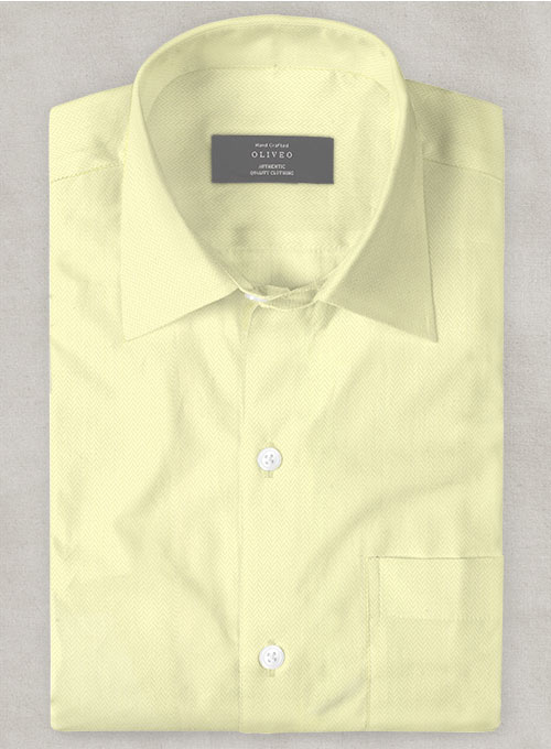 Yellow Herringbone Cotton Shirt - Half Sleeves