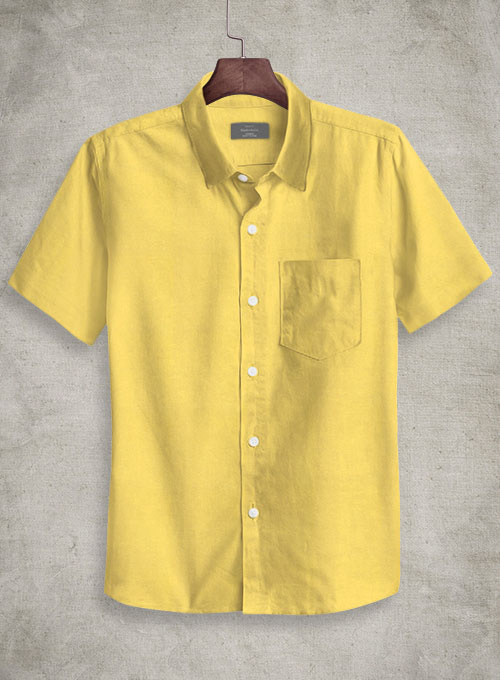 Yellow Stretch Twill Shirt - Half Sleeves