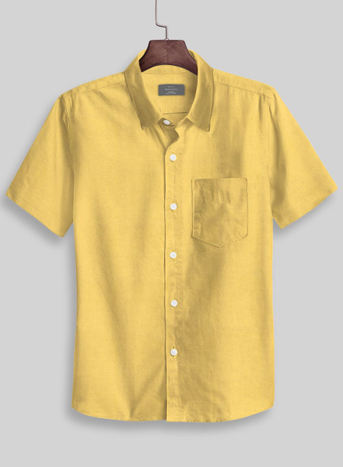 Yellow Stretch Twill Shirt - Half Sleeves