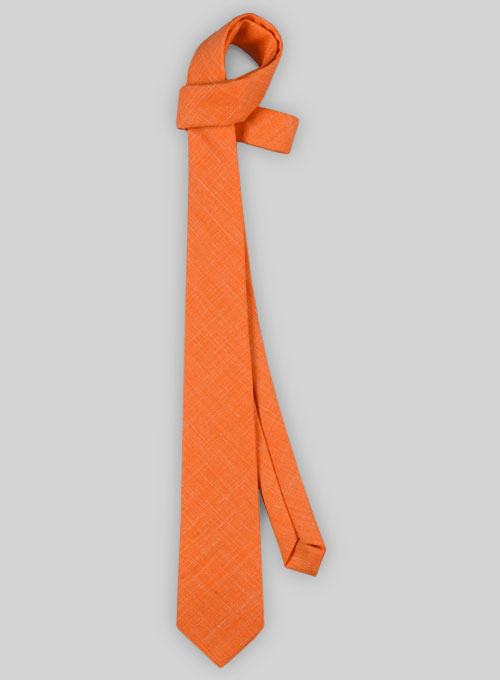 Italian Murano Wool Linen Tie - Orange