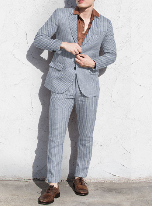 Solbiati Light Blue Seersucker Suit