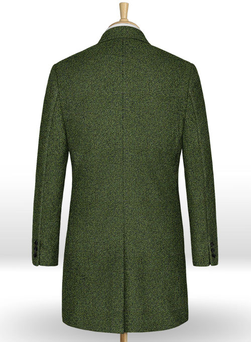 Basket Weave Green Tweed Overcoat