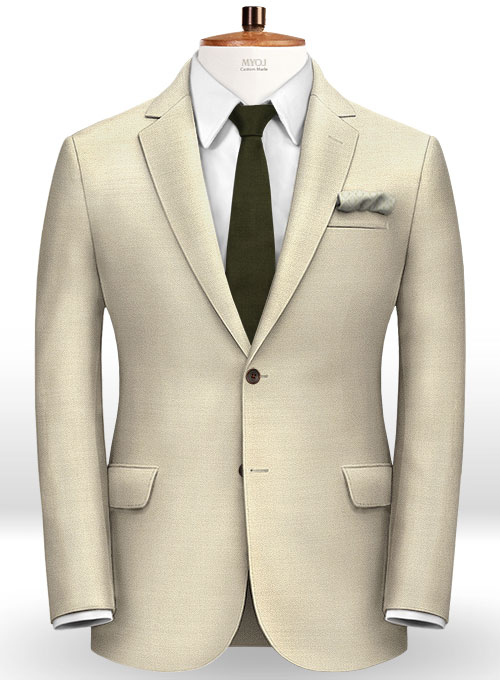 Beige Cotton Wool Stretch Suit