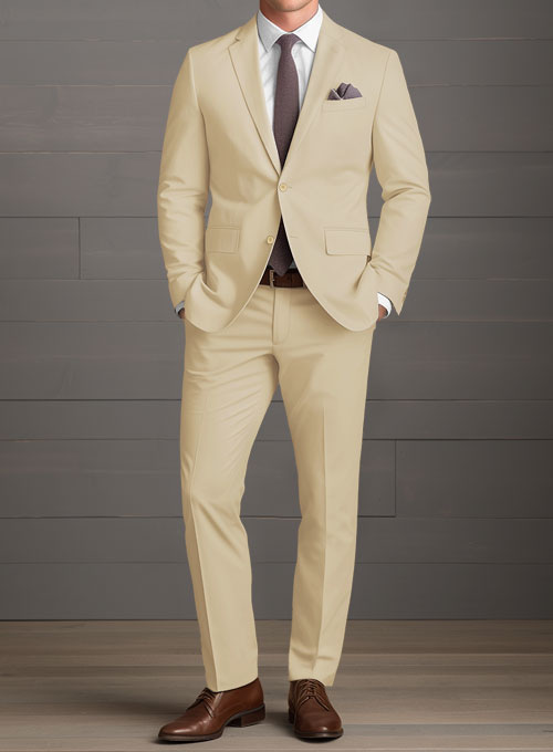 Beige Feather Cotton Canvas Stretch Suit - Click Image to Close