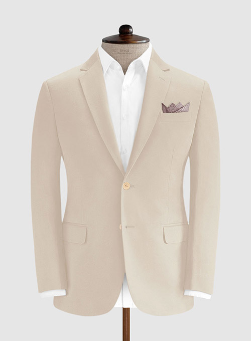 Beige Cotton Power Stretch Chino Suit - Click Image to Close