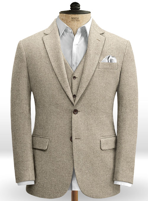 Beige Heavy Tweed Suit