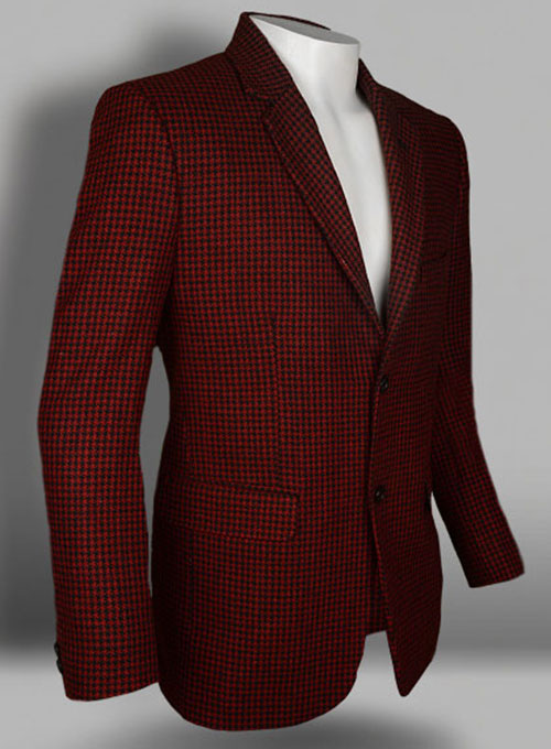 Big Houndstooth Red Tweed Jacket