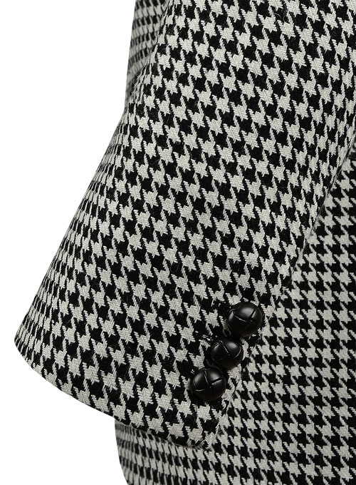 Big Houndstooth BW Tweed Double Breasted Jacket - Click Image to Close