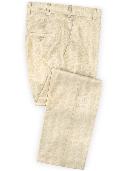 Big Paisley Beige Wool Tuxedo Suit