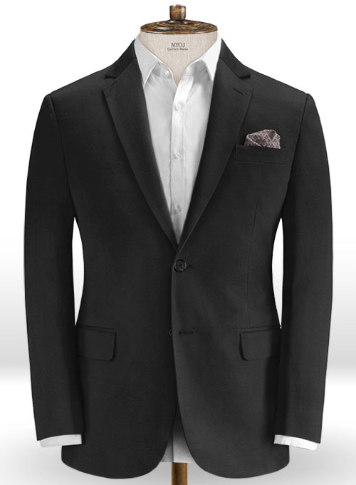 Black Feather Cotton Canvas Stretch Suit - Click Image to Close