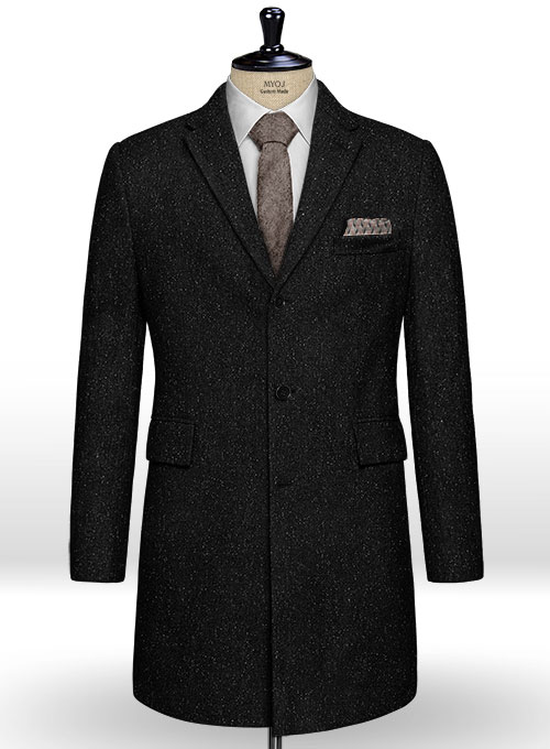 Black Flecks Donegal Tweed Overcoat