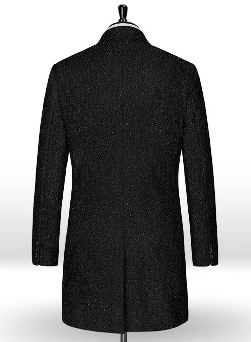 Black Flecks Donegal Tweed Overcoat - Click Image to Close