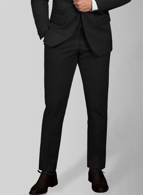 Black Cotton Power Stretch Chino Suit - Click Image to Close
