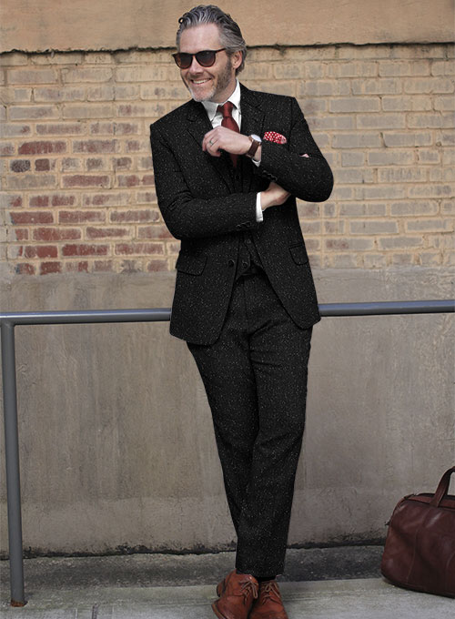 Black Flecks Donegal Tweed Suit - Click Image to Close