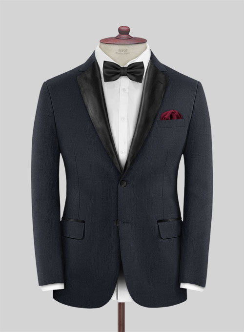 Blue Merino Wool Tuxedo Suit