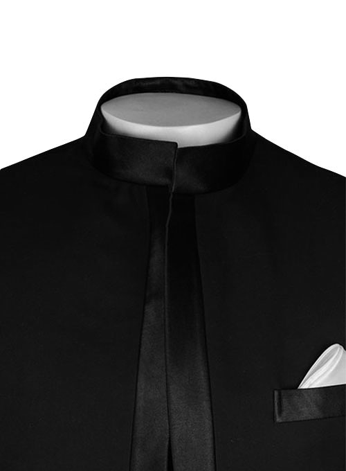 Black Terry Rayon Nehru Tuxedo Jacket : Made To Measure Custom Jeans ...